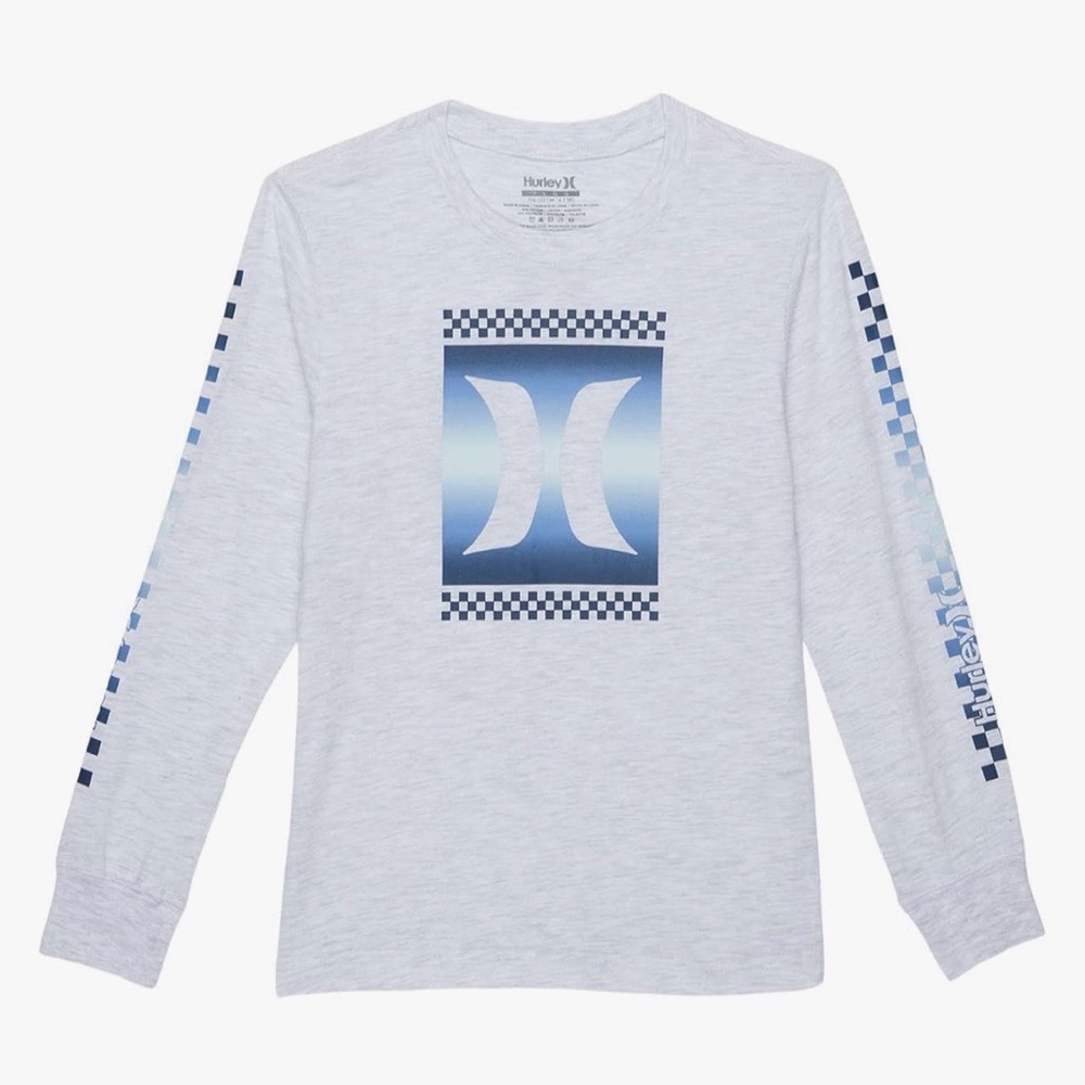 Hurley Kids Gray and Blue Long Sleeve Tee
